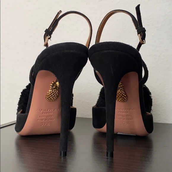 Worn once aquazzura powder puff black suede $895 - Picture 7 of 8